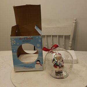 Let It Snow Old World  Santa Hand Blown Glass Christmas Ornament Two's Company